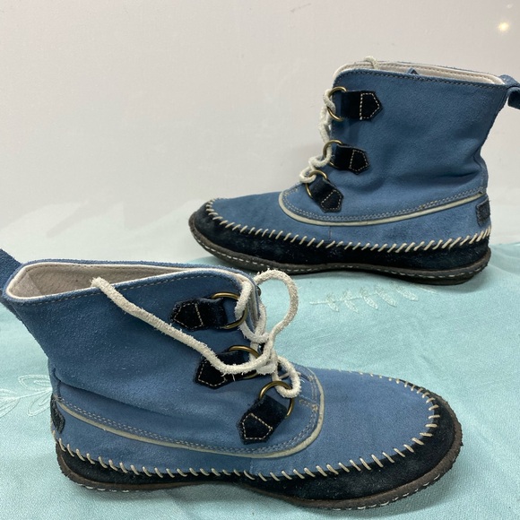 Sorel Joplin Blue/Black Suede Leather Moccasin Boots Size 8 Women's - Picture 11 of 12